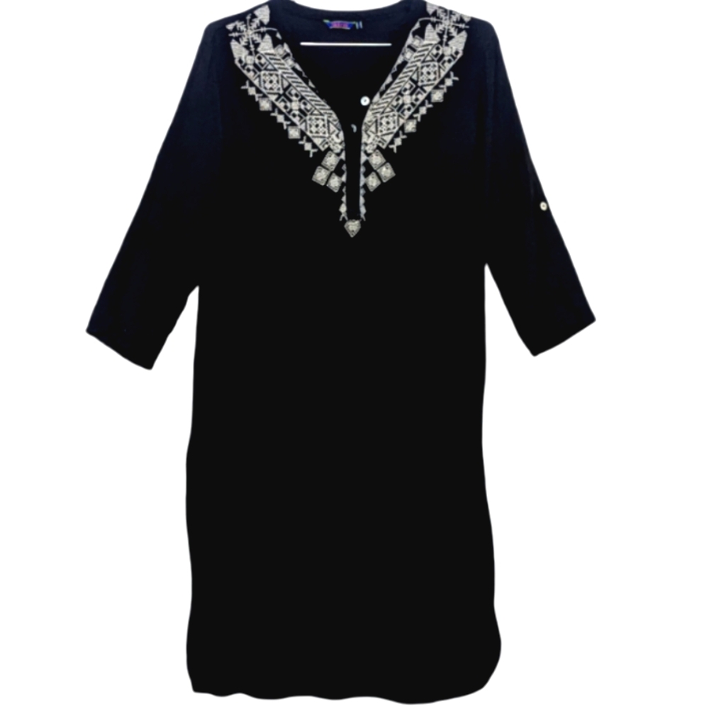 Vintage | Akkriti | Midi Dress | Shell Button | VNeck | Lightweight | Travel |